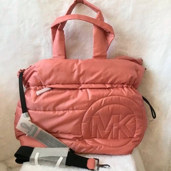 S Michael Kors Rae Sunset Rose Nylon Extra Large Tote 35F1U5RT3C Pink $398 - Picture 7 of 15